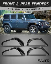 4PCS Steel Front Rear Fender Flares For 2007-2018 Jeep Wrangler JK Powder-Coated