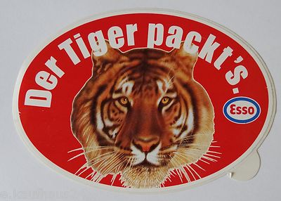 Werbe-Aufkleber ESSO Der Tiger packts 80er Motorsport Tankstelle Oldtimer