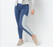 Peace Love World Color-Blocked Leggings-Indigo/Grey-Petite Large A391887 NEW