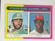 ⚾ 1975 Topps Baseball Base Card #308 Bill NORTH / Lou BROCK - Leaders  ⚾