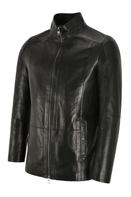 Herren Echt Leder Jacke Schwarz Biker Freizeit Oberteile Italienische Lammfelljacke 7955