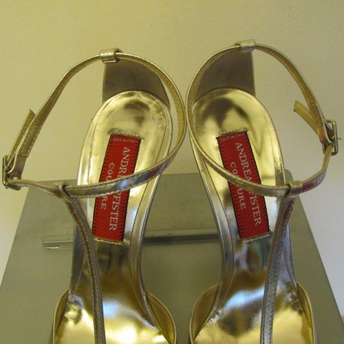 Andrea Pfister Couture Metallic Silber High Heel Schuhe Gr. EURO 37, NEU - Bild 9 von 11