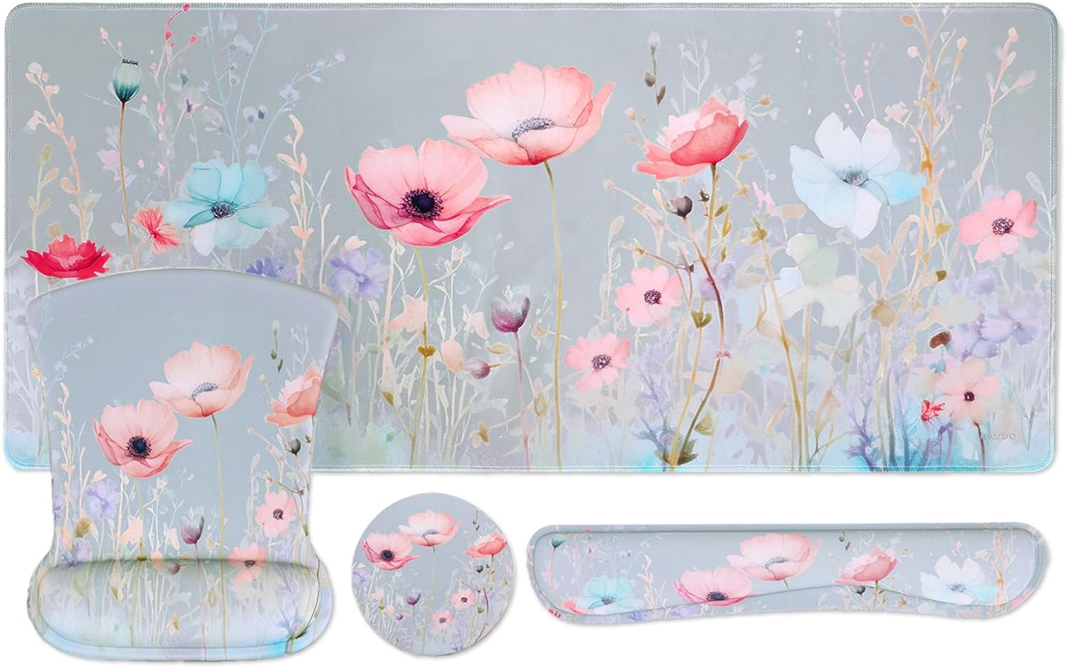 Large Gaming Desk Mat with Keyboard Pad and Wrist Rest – Waterproof RGB Mouse Pad Set-image