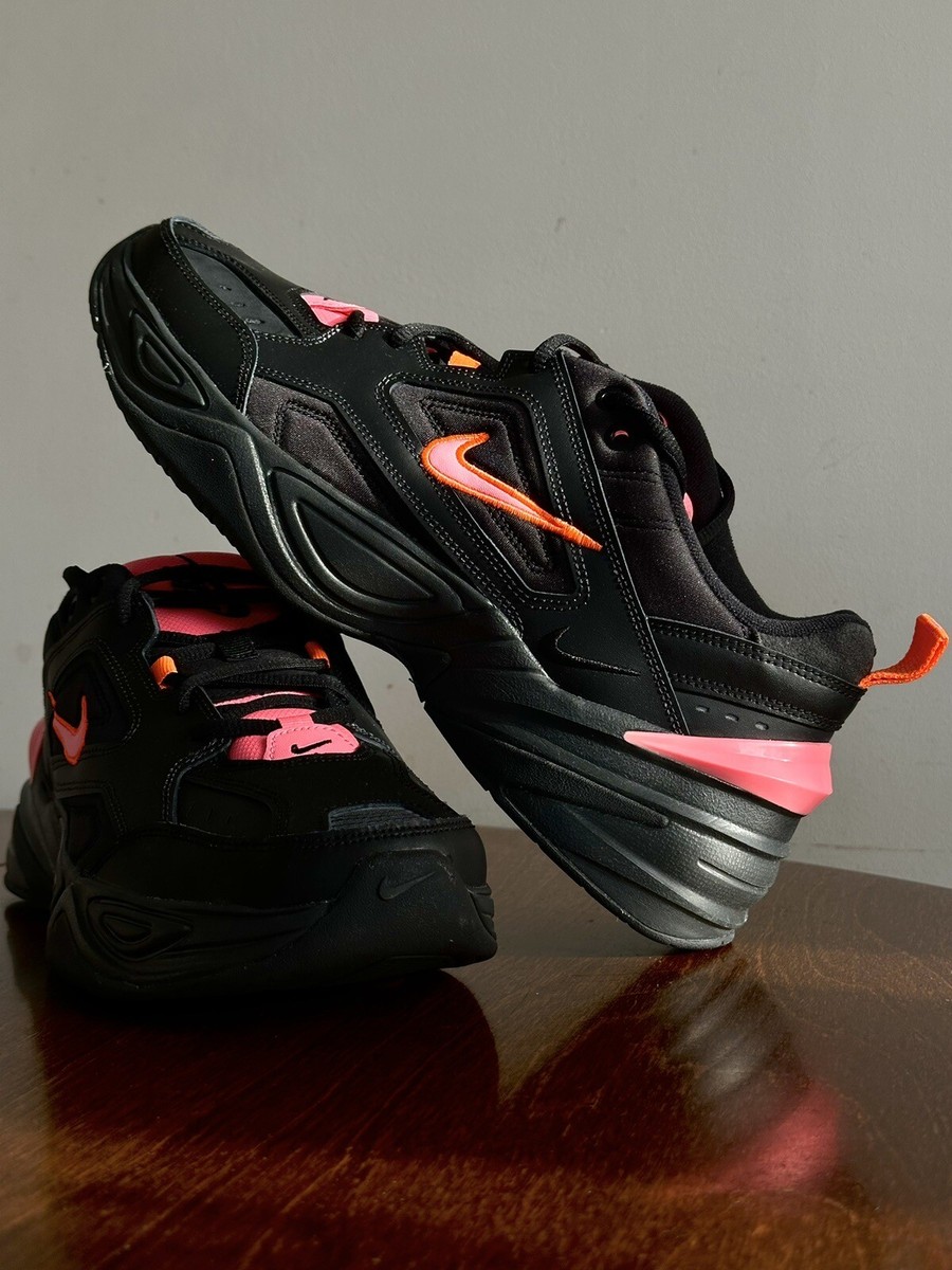 nike m2k tekno trainers in black and pink
