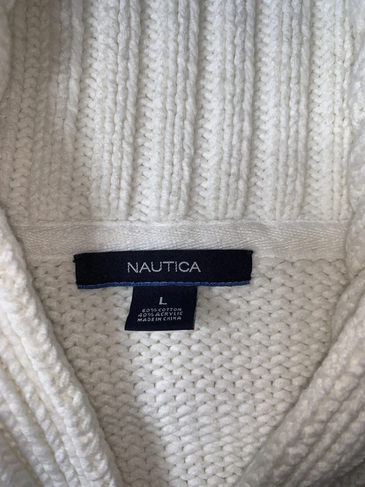 Б/у женский кардиган Nautica на молнии спереди в полоску (размер L) - Изображение 3 из 4