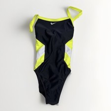 Nike Womens sz 4 one piece swim suit Black lime green