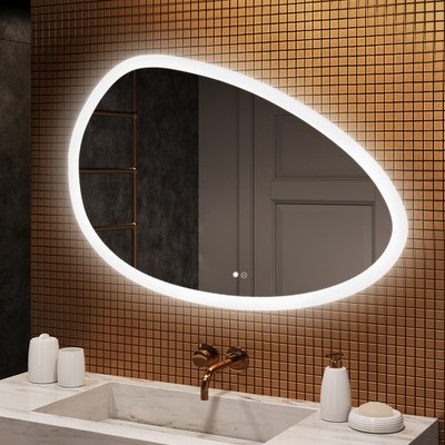 Spiegel mit LED-Beleuchtung, 114x84cm, Dual-LED, Touch-Schalter, Antibeschlag