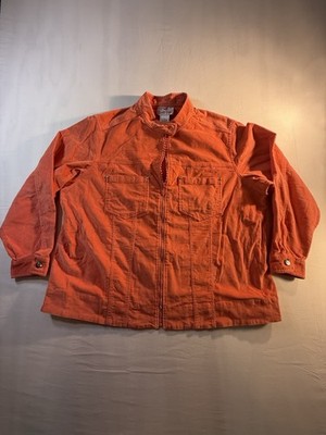 Women s Quacker Factory Orange Cotton/Spandex Zip Up Jacket Corduroy 1X