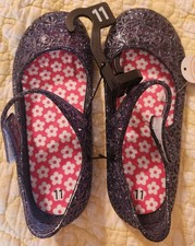 NWT Wonder Nation Toddler size 11 Navy Silver Glitter Jelly Shoes Sandals Flats