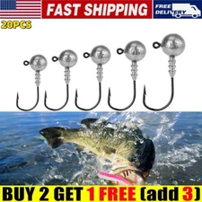 THKFISH 20pcs Jig Head Fishing Hooks Crank Fishing Hook Soft Worm Jig Head Hook