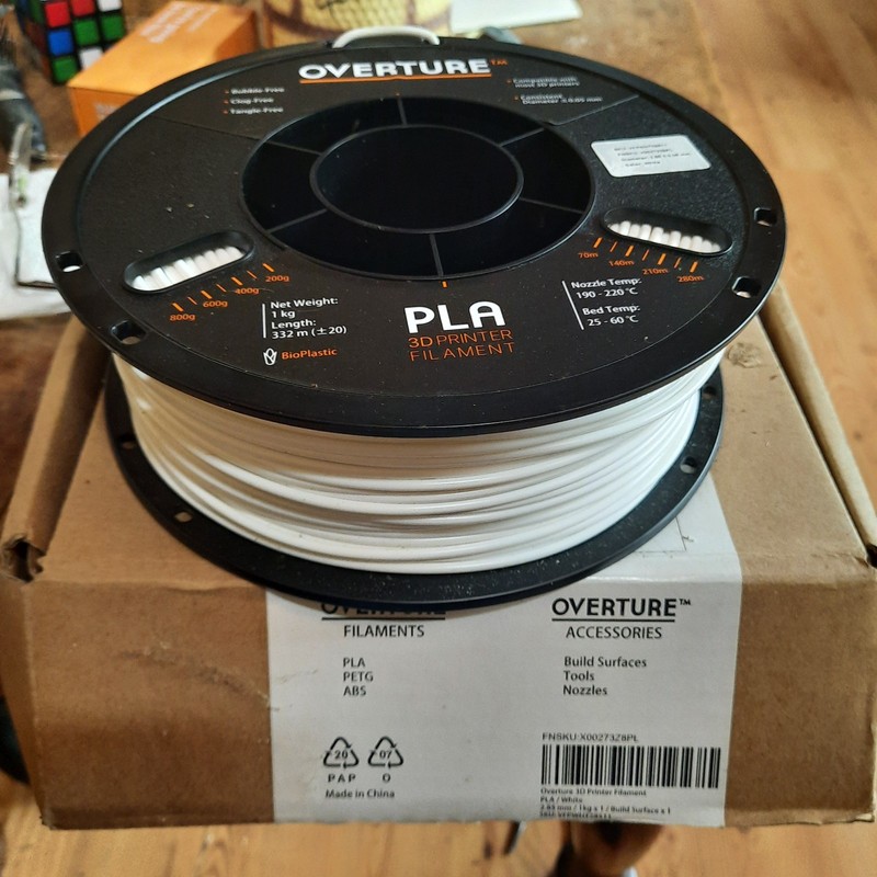 Overture PLA 3D Printer Filament 2.85mm 3 new boxes