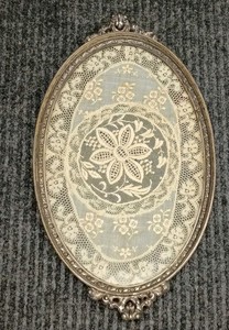 Antique Apollo Silver Co 8 Gilded Vanity Tray 2697 w/Normandy Lace Insert 