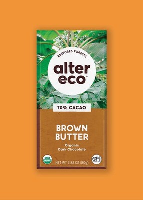 Alter Eco Organic Dark Chocolate Brown Butter 2.82 Oz Bars / Case Of 12 / 09/25