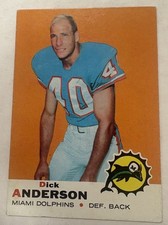 1969 Topps Football Dick Anderson #59 Rookie Card. rookie card picture