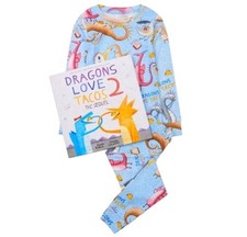 Books To Bed Pajamas PJs Sleepwear Dragons Love Tacos 2 Boys Size 7