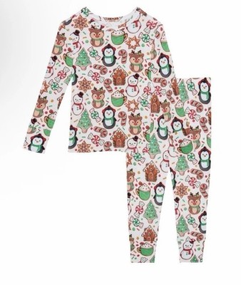POSH PEANUT Bamboo LONG SLEEVE LOUNGEWEAR PAJAMA & PANTS COOKIE MEDLEY 3/4T NWT
