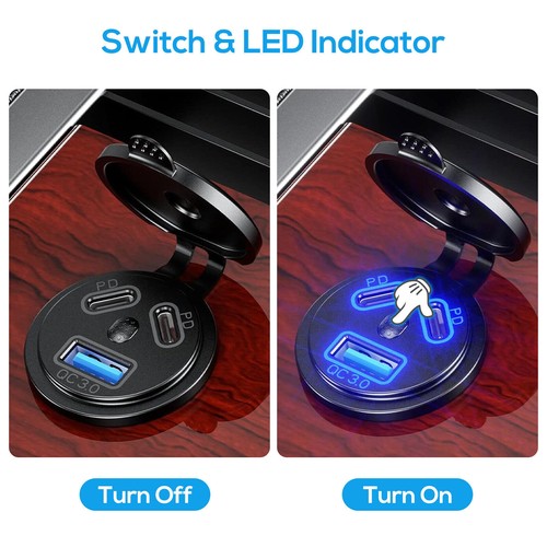 Dual PD + QC 3.0 Port USB Car Fast Charger Cigarette Lighter Socket Power Plug - Picture 12 of 15