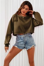 Brand Perfect Oversized Cropped Sweatshirt Khaki