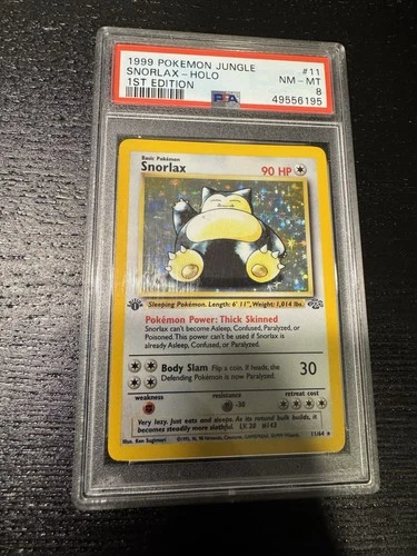 Snorlax Pokémon TCG Jungle 11/64 1st Edition Holo Rare 1999 PSA 8