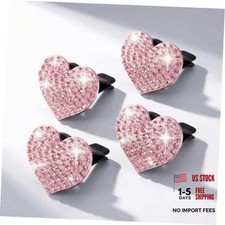 Heart-Shaped Car Vent Clip with Bling Rhinestones - Pink Car Air Freshener
