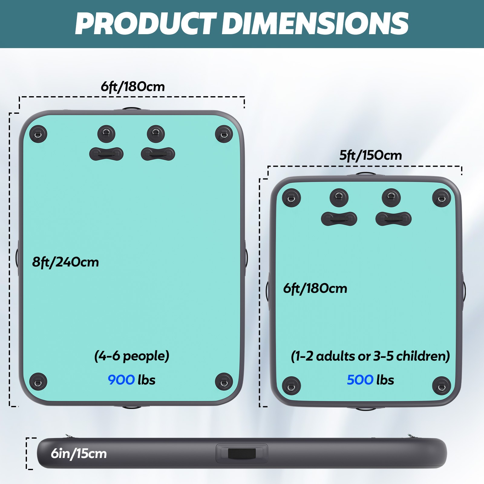 8x6FT Inflatable Pool Floats River Floats for Adults Floating Pads for Lake