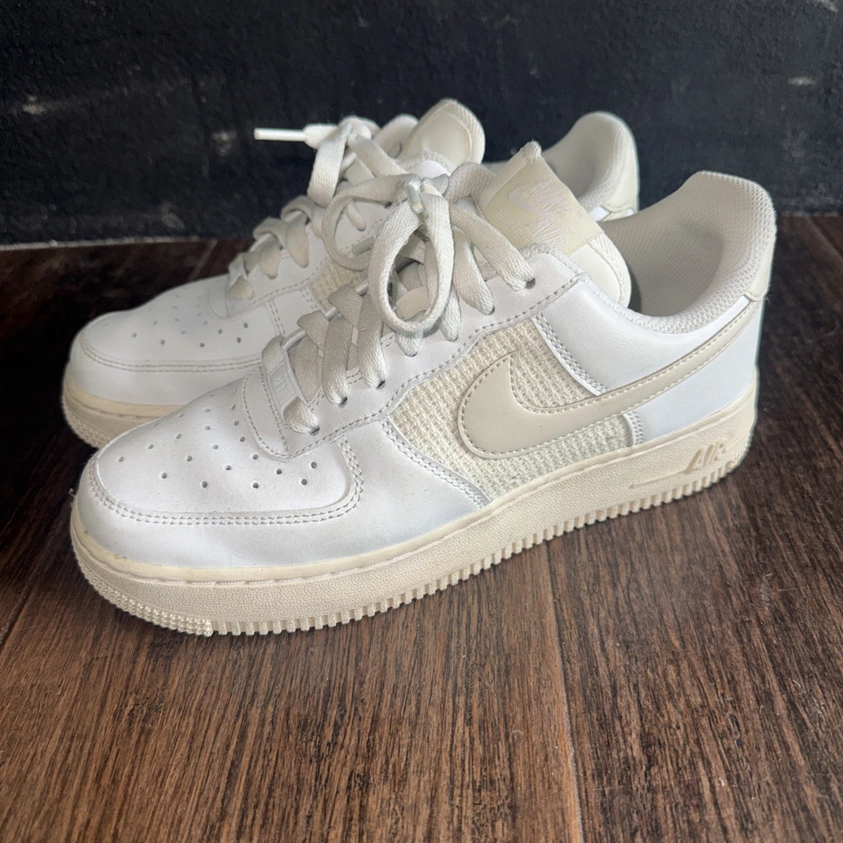 Nike Air Force 1 '07 ESS Cross Stitch - White Fossil W for sale | eBay