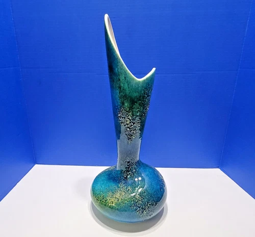 Large Vintage Royal Haeger Pottery Blue Green Vase 17"