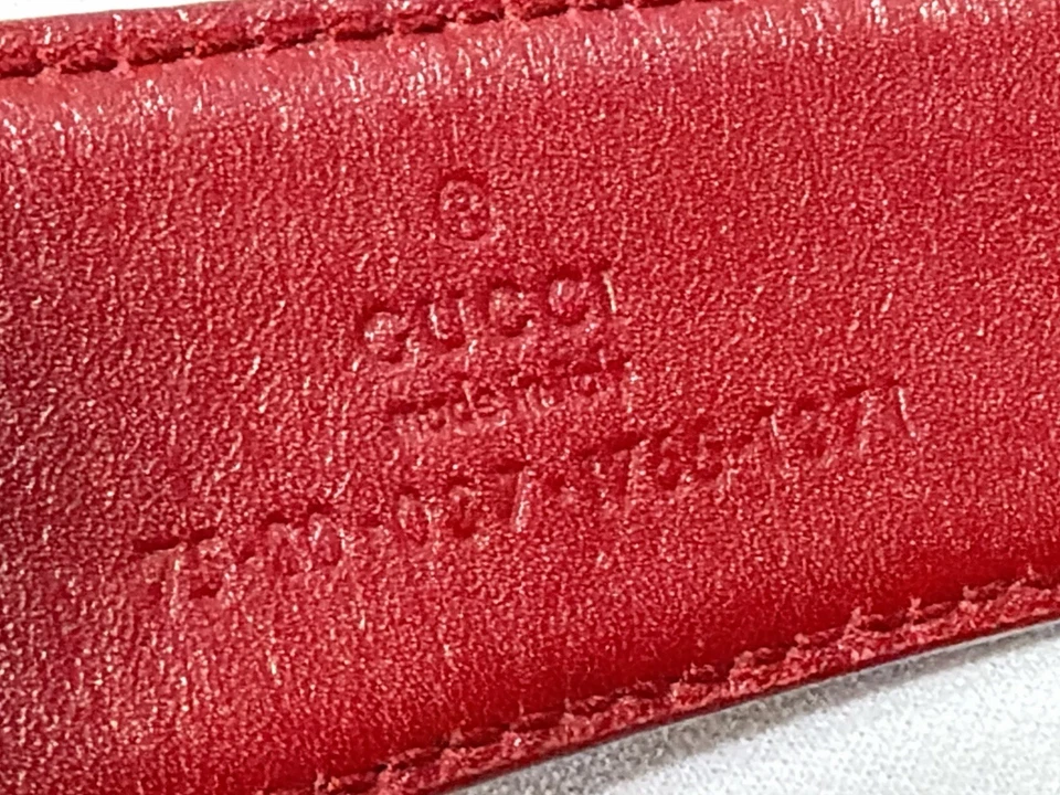 RARO Cinturón Gucci Rayas Mujer 26"-28" Cuero Rojo/Verde 75-30-037-1766-1371 Foto 3 de 4