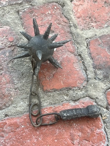VINTAGE MEDIEVAL MORNING STAR-HISTORICAL COLLECTIBLE DISPLAY-METAL-GREAT PATINA