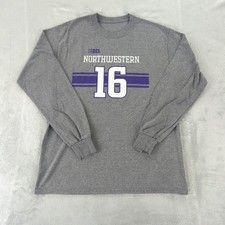 Northwestern Wildcats Shirt Football Long Sleeve Big 10 Logo Gray Men Medium