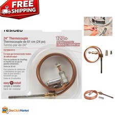 24-Inch Gas Thermocouple with Adapter for Easy Installation in Heating Systems