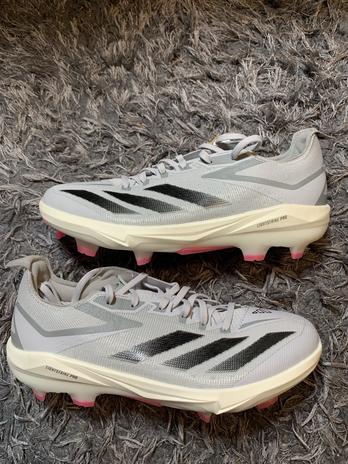 adidas Men’s 9.5 ADIZERO Electric+ TPU Baseball Cleats Light Grey Black ID0942 thumbnail 2