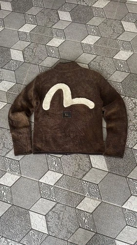 EVISU logo embroidered boa seagull fleece jacket - product listing photo