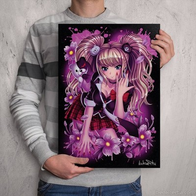 Junko Enoshima DANGANRONPA SIGNIERTER KUNSTDRUCK - Wandbild - Anime Videospiel Poster