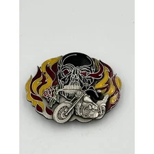 Siskiyou Buckle Skull Motorcycle Flame Rose Wild & Free Belt Buckle Made in USA