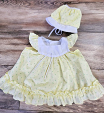 Vintage Babyfair Baby Girls Yellow Dress with Bonnet  9 months
