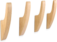 4 StüCk Kleiderhaken Einzeln, Garderobenhaken Holz, Multifunktionaler Wandhaken