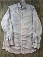 Charles Tyrwhitt Dress Shirt Mens 15.5 32/33 Blue Check Extra Slim Non Iron LS
