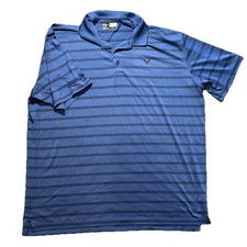 Callaway Golf Opti Dri Polo Shirt XXL Blue Performance Stretch Striped Logo Read