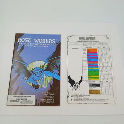 Lost Worlds Winged Gargoyle Scimitar Fantasy Combat Book Game w/Sheet 1987 NOVA
