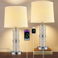 Crystal Table Lamp Set of 2, 3-Way Dimmable Nightstand Lamp with Touch Contro...