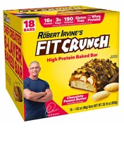 Robert Irvine’s Fit Crunch Chocolate Peanut Butter Whey Protein Bars 18CT