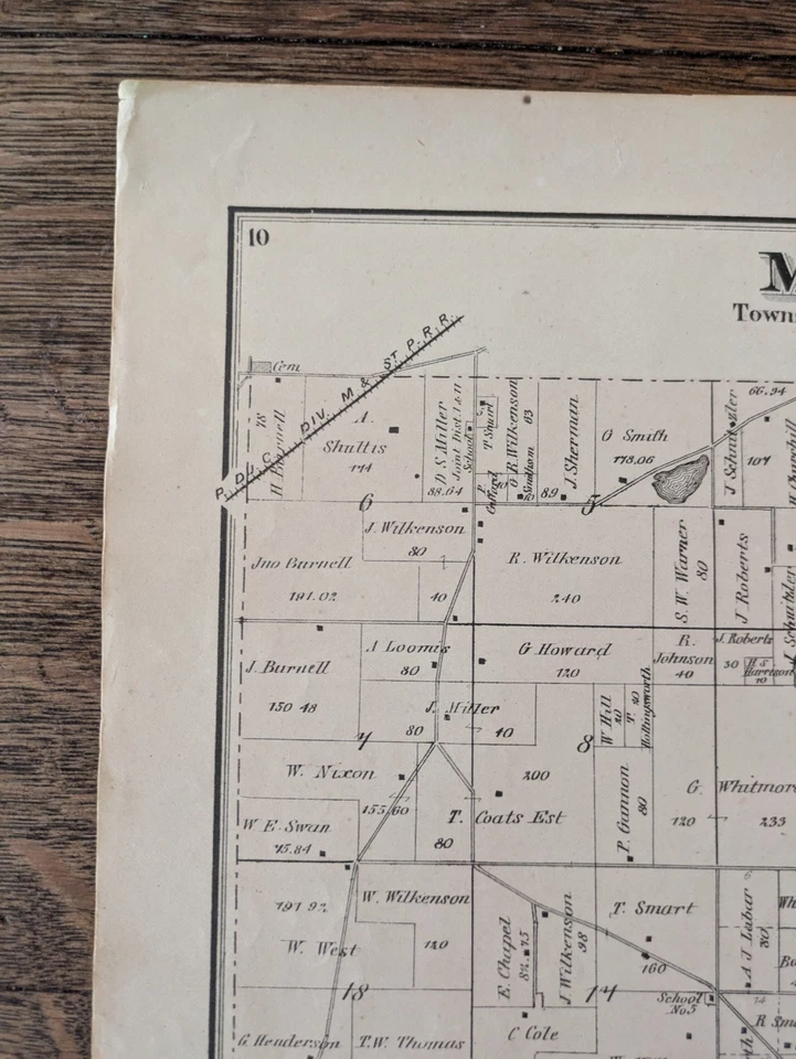 Vintage 1873 Atlas Plat Map ~ Mukwonago Township Waukesha County Wisconsin #10 - Image 4 of 4