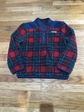 Vineyard Vines Girls Plaid Party Tartan Sherpa Super Shep Half Zip Holiday M