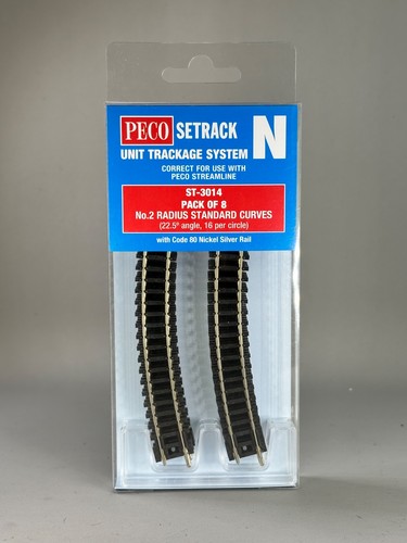Peco ST-3014 Nr.2 Radius Standardkurve 263,5 mm 8er Pack Code 80 Setrack Spur N | Zustand: New