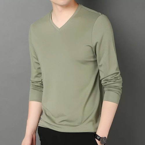 Mens Slim Fit V Neck Long Sleeve Muscle Tee T-shirt Casual Tops Blouse L-5XL - Picture 16 of 21