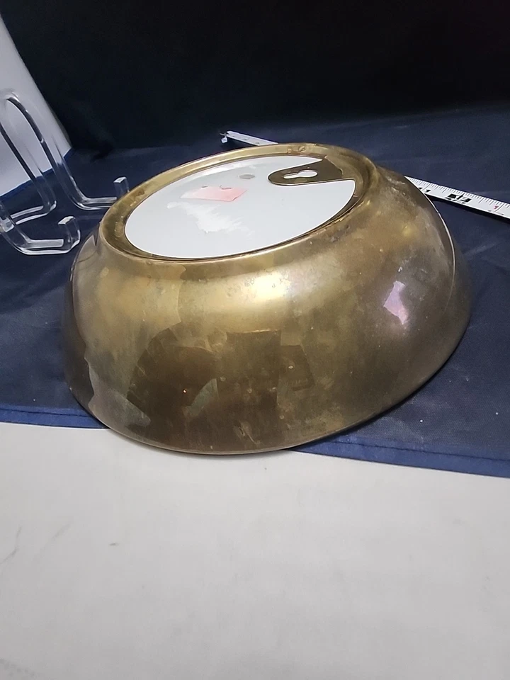 Percha de porcelana de latón con cuenco chinoise vintage incorporada Art Nouveau Foto 3 de 4