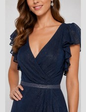 Vivian Diamond Dressy Collection 2874LS Midnight Gold Gown Size 2 NWT