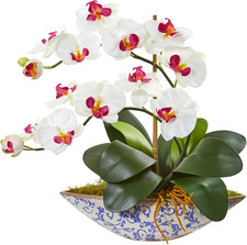 Lifelike Phalaenopsis Orchid Arrangement in Elegant Vase -