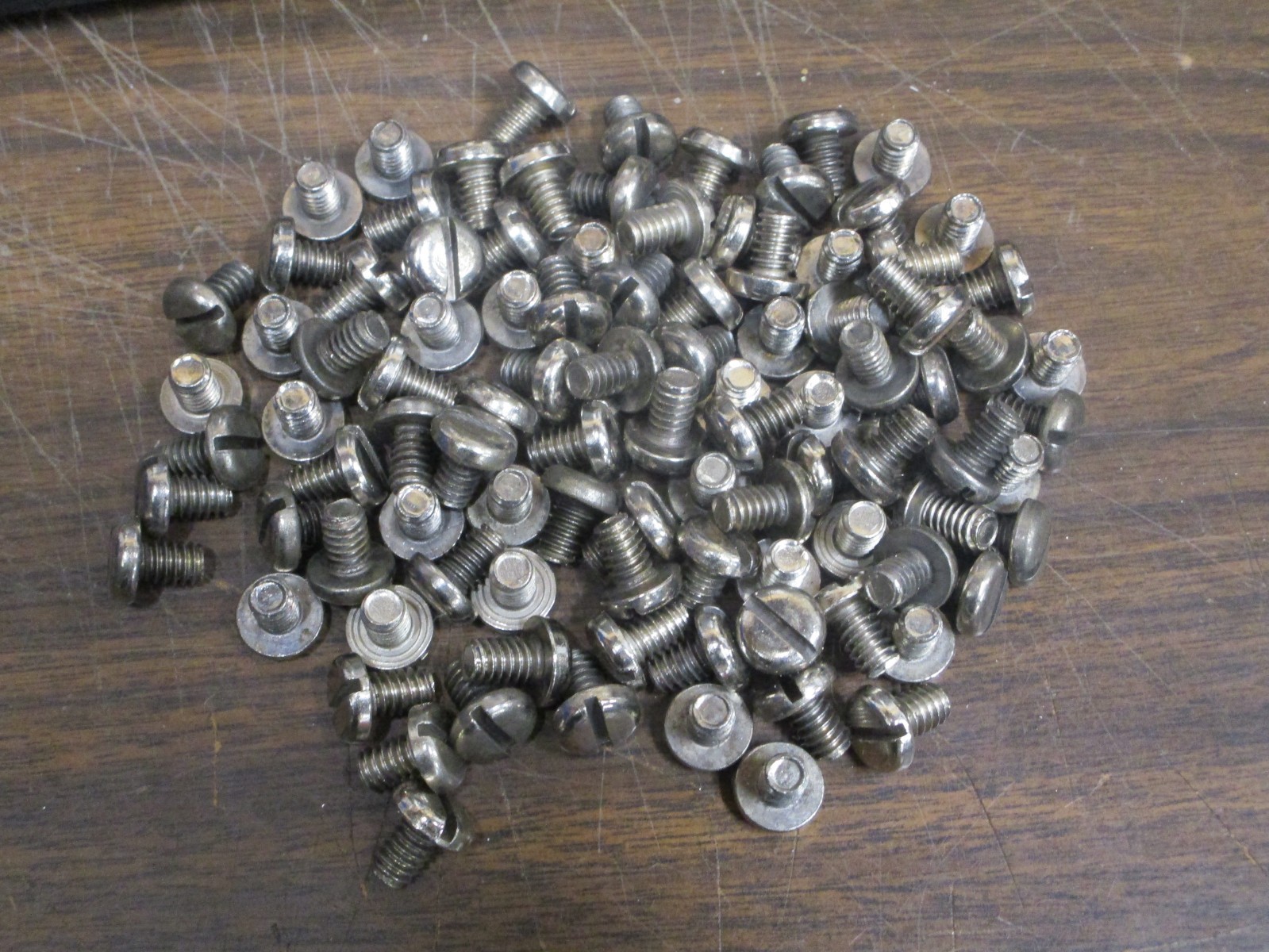 100 NOS 1/4"-20 X 3/8" Slotted Pan Head Machine Screws Chrome Plated USA